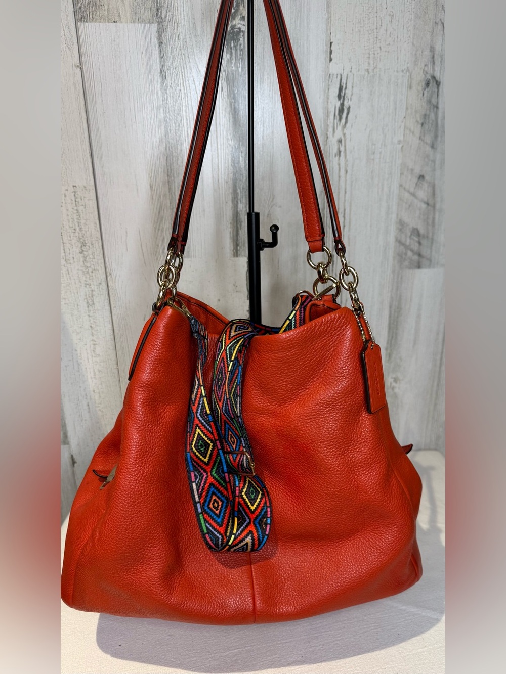 Coach Pheobe Tomato Red Shoulder bag Pebbled Leather 2015 35723